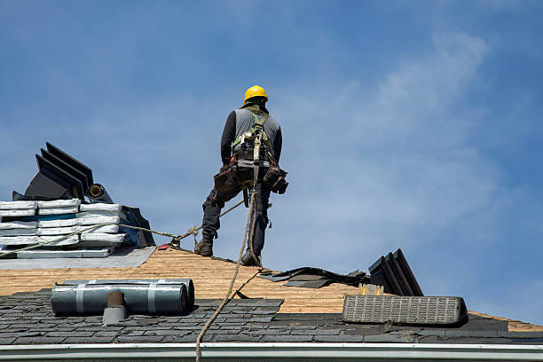 Professional Gutter Installation technician working in Manns Choice, PA